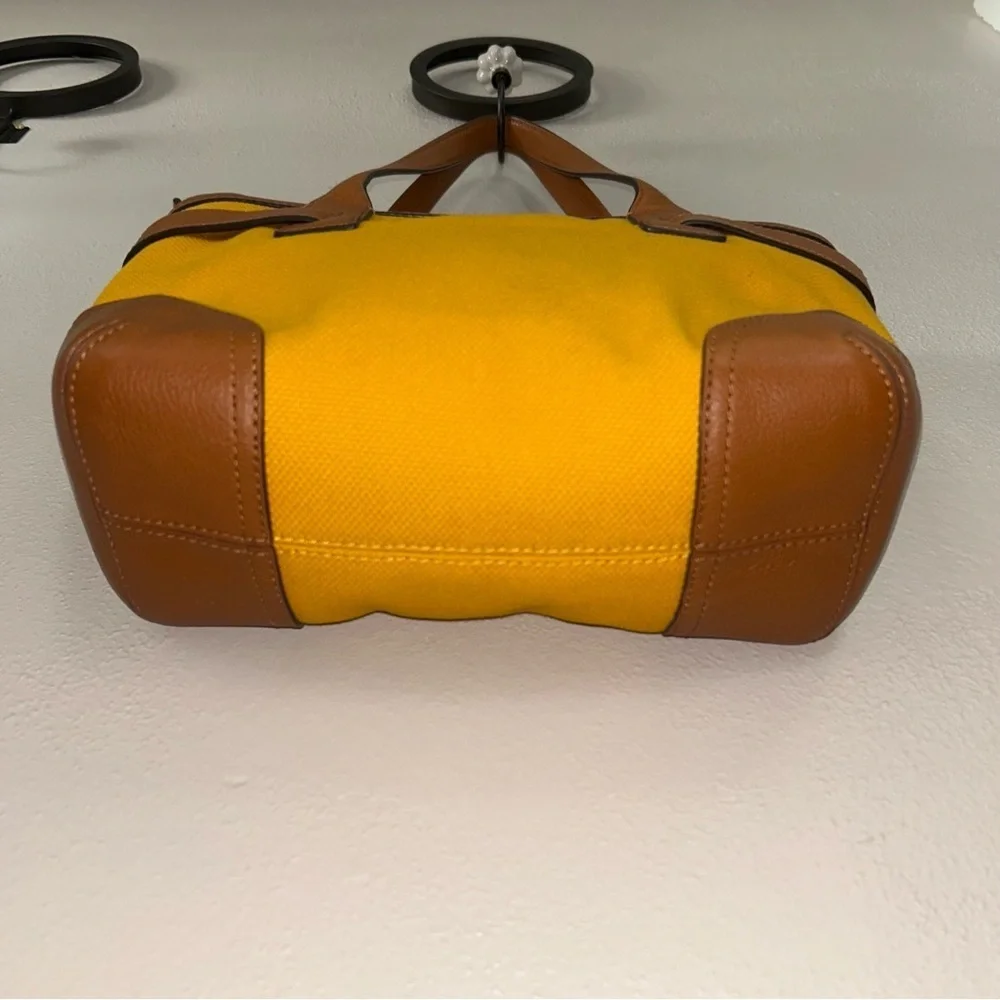 Michael Kors canvas leather trim Yellow and Brown Tote